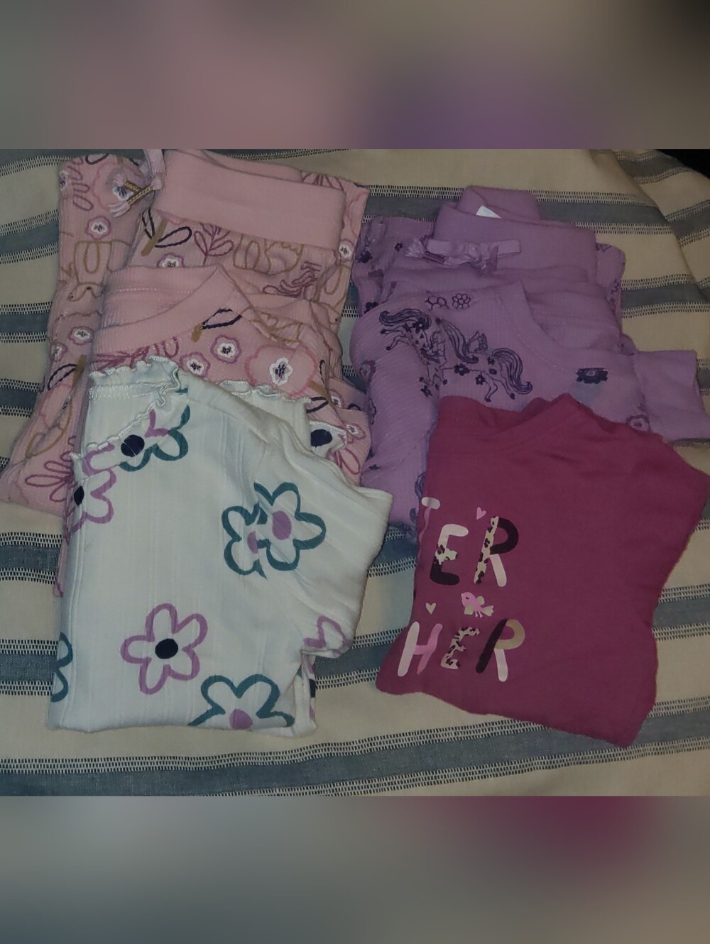 Garanimals Girls Bundle- 2 Sets Thermals + 2 Long Sleeve Shirts 18 Mo ± 2 T!